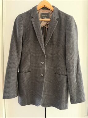 Massimo Dutti Gray Plaid Blazer
